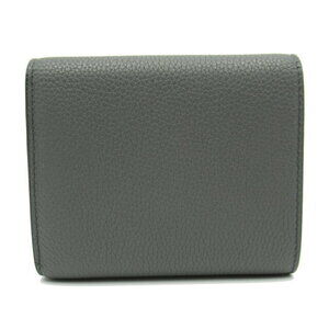 Celine Tri Gray Fold Wallet Multi Calfskin Function Leather Folded